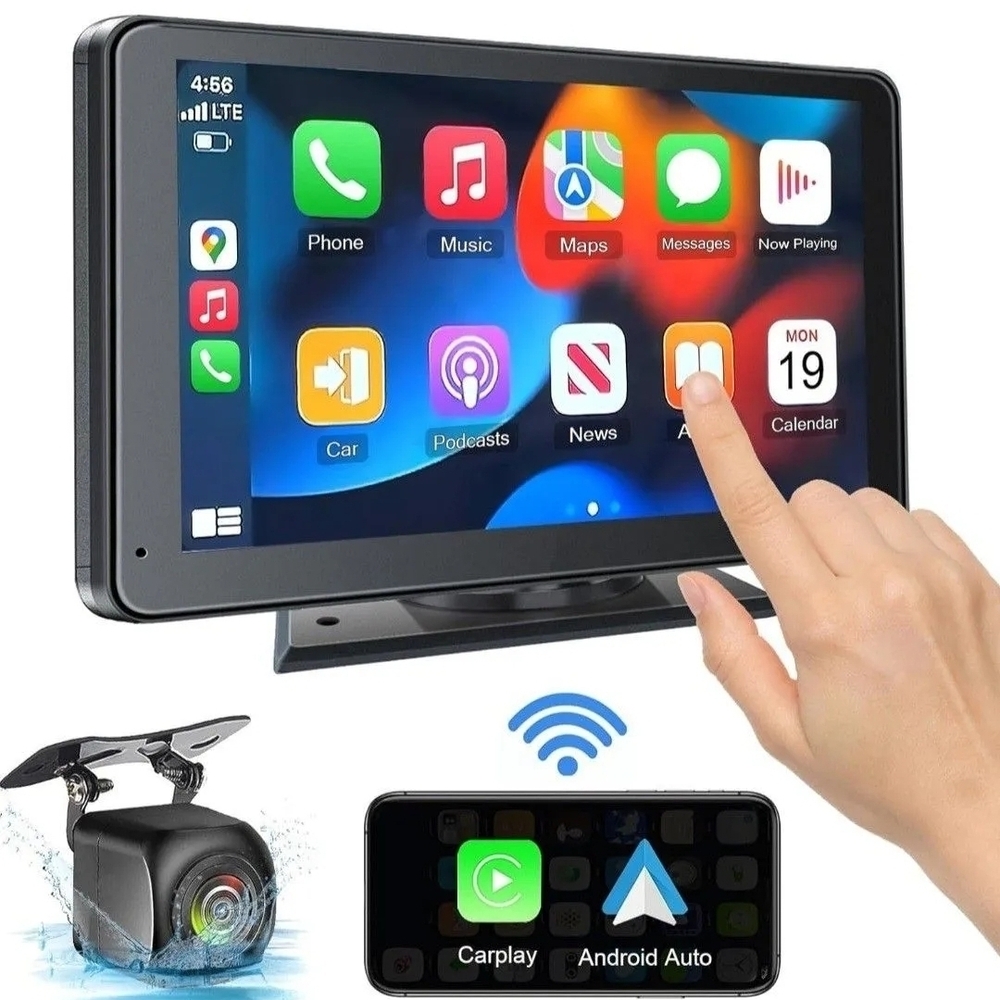 Wireless CarPlay Android Auto Stereo Touchscreen Car Radio Bluetooth Black